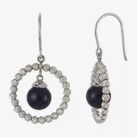 Sterling Silver Black Onyx Sparkle Bead Earrings