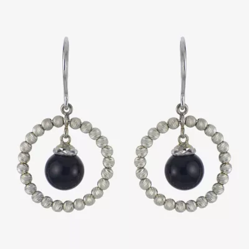 Sterling Silver Black Onyx Sparkle Bead Earrings