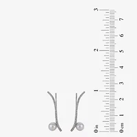 5.5-6Mm Cultured Freshwater Pearl And Genuine White Topsz Sterling Silver Climber Earrings