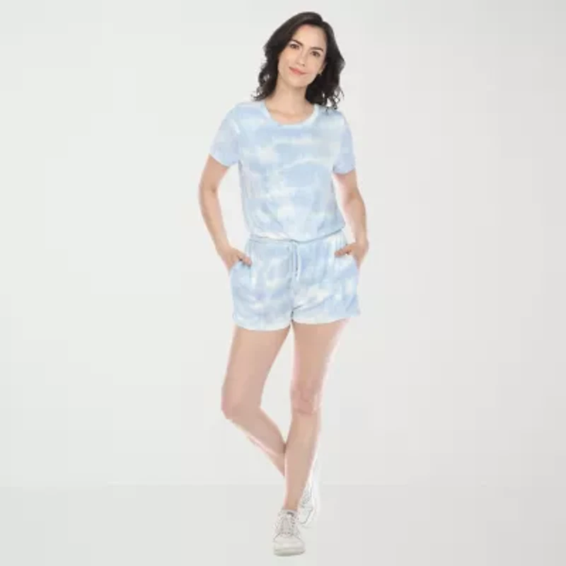 White Mark Womens Crew Neck Short Sleeve 2-pc. Pajama Sets