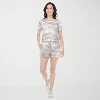 White Mark Womens Crew Neck Short Sleeve 2-pc. Pajama Sets