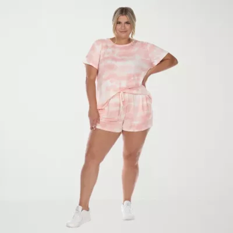 White Mark Womens Crew Neck Short Sleeve 2-pc. Pajama Sets