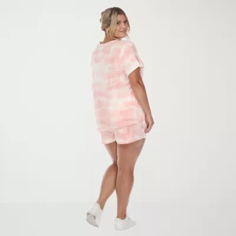 White Mark Womens Crew Neck Short Sleeve 2-pc. Pajama Sets