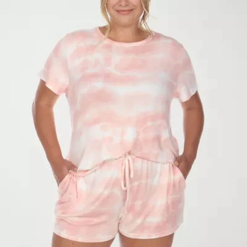 White Mark Womens Crew Neck Short Sleeve 2-pc. Pajama Sets