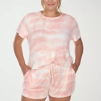 White Mark Womens Crew Neck Short Sleeve 2-pc. Pajama Sets