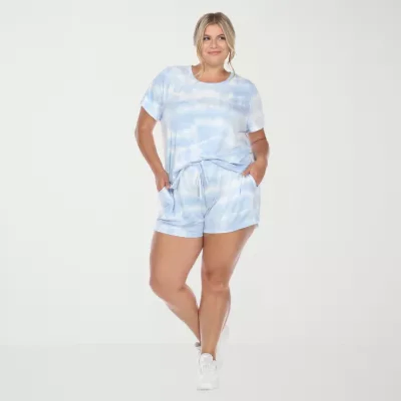 White Mark Womens Crew Neck Short Sleeve 2-pc. Pajama Sets