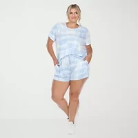 White Mark Womens Crew Neck Short Sleeve 2-pc. Pajama Sets