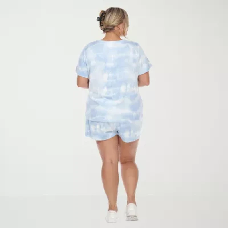 White Mark Womens Crew Neck Short Sleeve 2-pc. Pajama Sets