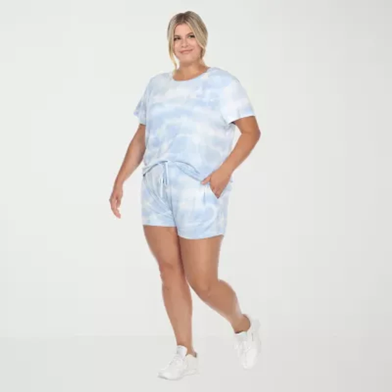 White Mark Womens Crew Neck Short Sleeve 2-pc. Pajama Sets