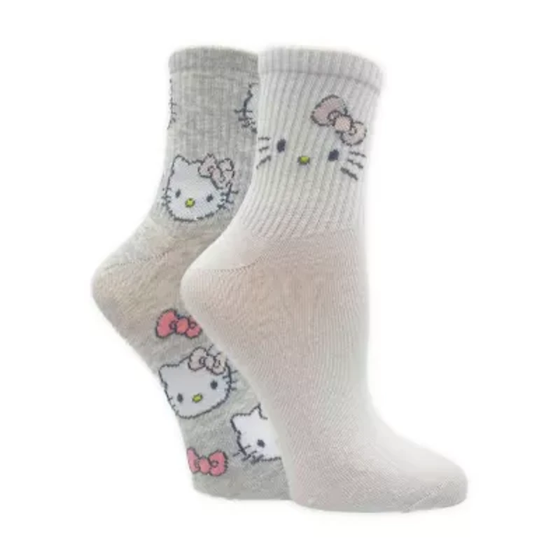 Ribbed Womens 2 Pair Hello Kitty Crew Socks