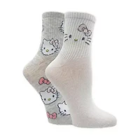 Ribbed Womens 2 Pair Hello Kitty Crew Socks