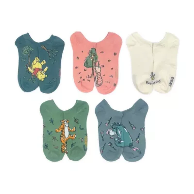 Womens Breathable Multi-Pack 5 Pair Winnie The Pooh Low Cut Socks