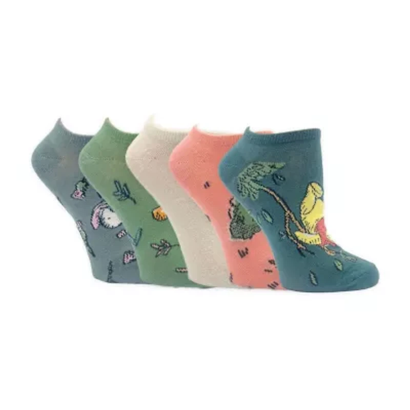 Womens Breathable Multi-Pack 5 Pair Winnie The Pooh Low Cut Socks