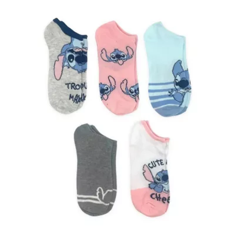 Womens Breathable Multi-Pack 5 Pair Lilo & Stitch Low Cut Socks