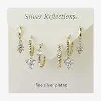 Silver Reflections Womens Cubic Zirconia 10K Gold Over Brass 3 Pair Earring Set