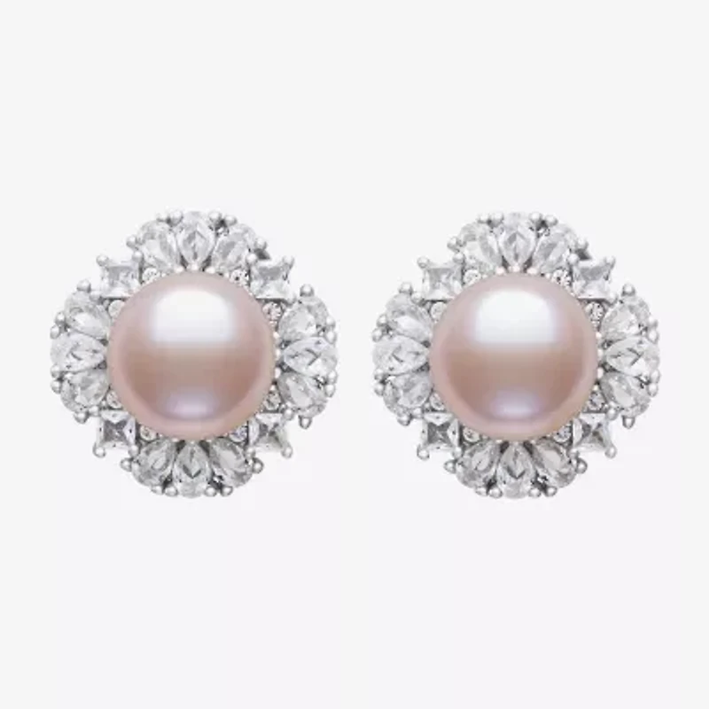 Cultured Freshwater Pearl Sterling Silver 15mm Round Stud Earrings
