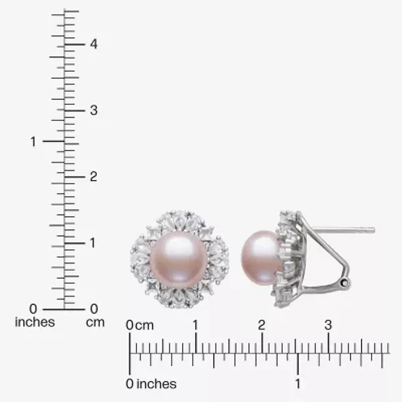 Cultured Freshwater Pearl Sterling Silver 15mm Round Stud Earrings