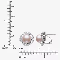 Pink Cultured Freshwater Pearl Sterling Silver 15mm Round Stud Earrings