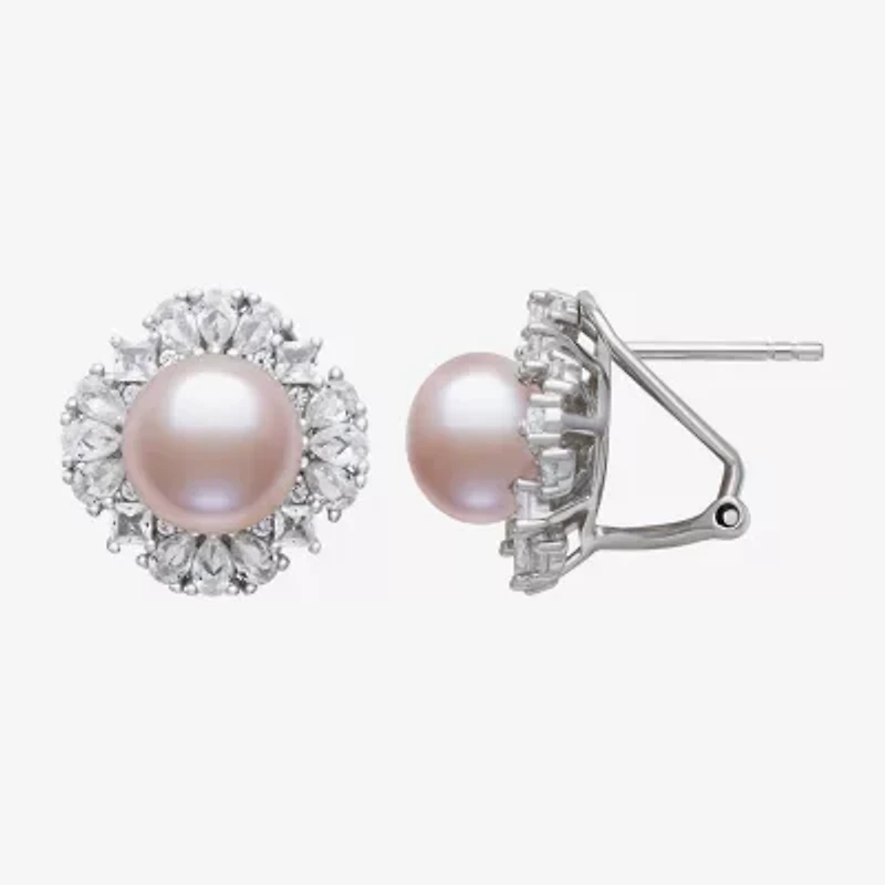 Cultured Freshwater Pearl Sterling Silver 15mm Round Stud Earrings