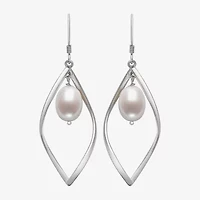 Womens White Cultured Freshwater Pearl Sterling Silver Drop Earrings