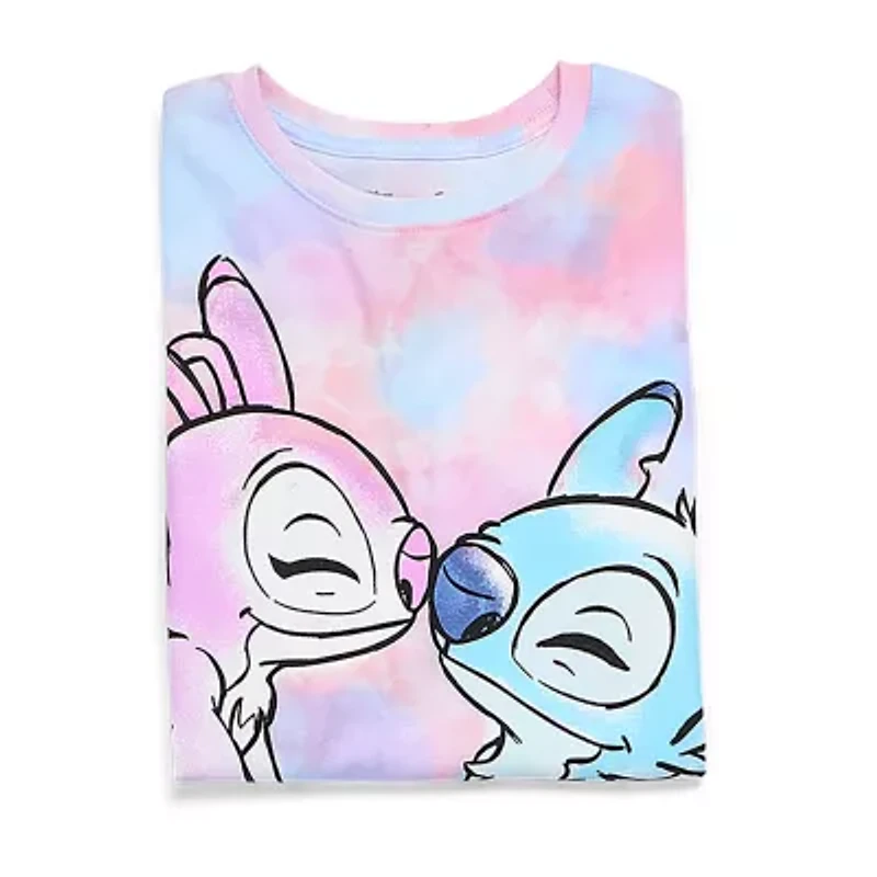 Disney Collection Little & Big Kid Girls Crew Neck Short Sleeve Regular Fit Lilo Stitch Graphic T-Shirt