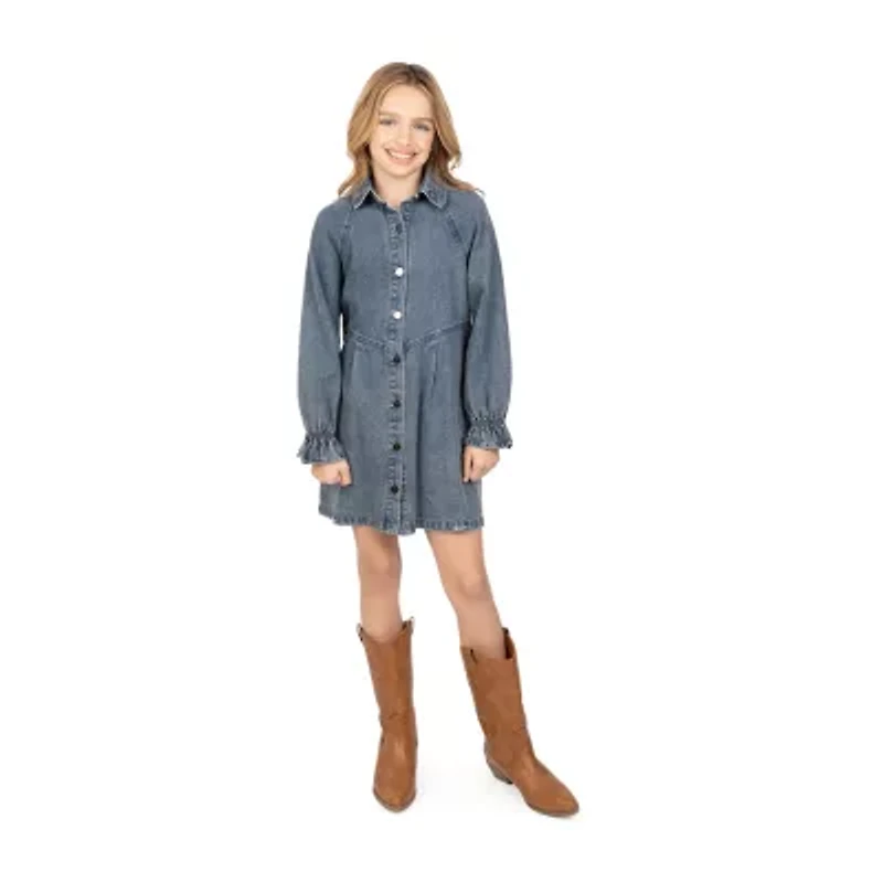 Speechless Big Kid Girls Long Sleeve Shirt Dress