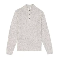 IZOD Button Mock Mens Mock Neck Long Sleeve Pullover Sweater
