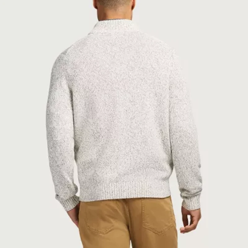 IZOD Button Mock Mens Mock Neck Long Sleeve Pullover Sweater