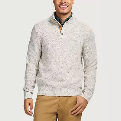 IZOD Button Mock Mens Mock Neck Long Sleeve Pullover Sweater
