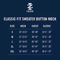 IZOD Button Mock Mens Mock Neck Long Sleeve Pullover Sweater