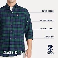 IZOD Stratton Mens Long Sleeve Stretch Fabric Classic Fit Flannel Shirt