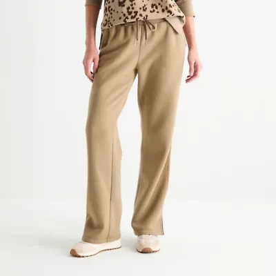 Xersion Womens Drawstring Waist Straight Mid Rise Regular Fit Tall Fleece Sweatpant