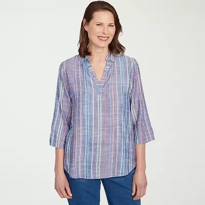 Alfred Dunner El Paso Womens 3/4 Sleeve Blouse
