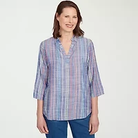 Alfred Dunner El Paso Womens 3/4 Sleeve Blouse