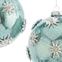 North Pole Trading Co. Learge Green Starl Ball Set 2-pc. Christmas Ornament