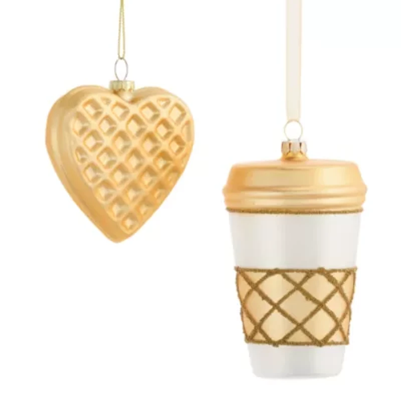 North Pole Trading Co. Heart Waffle And Coffee Set Christmas Ornament