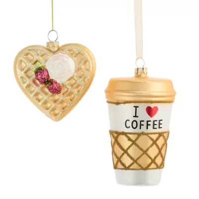 North Pole Trading Co. Heart Waffle And Coffee Set Christmas Ornament