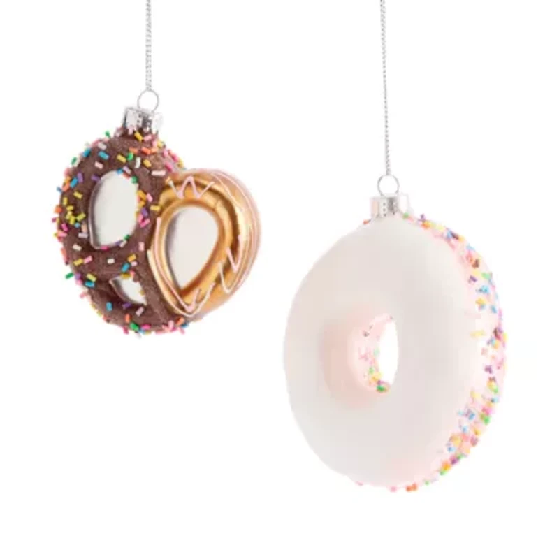 North Pole Trading Co. Doughnut And Pretzel Set 2-pc. Christmas Ornament