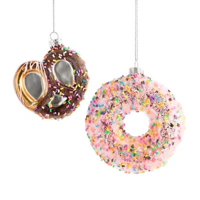 North Pole Trading Co. Doughnut And Pretzel Set 2-pc. Christmas Ornament