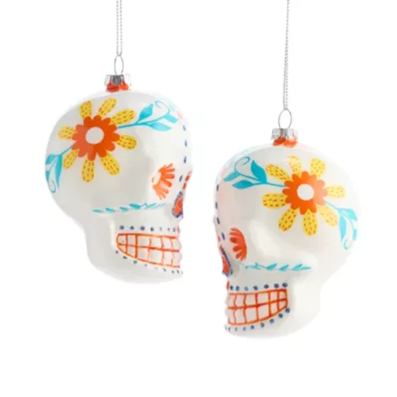 North Pole Trading Co. Skull Set 2-pc. Christmas Ornament