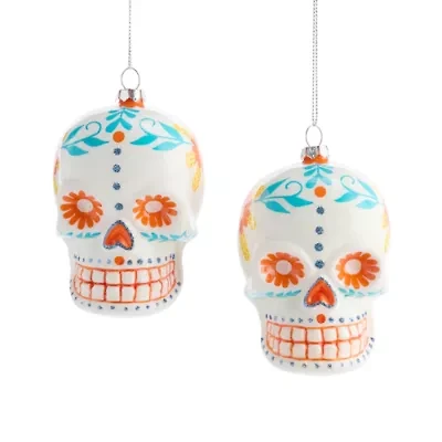 North Pole Trading Co. Skull Set 2-pc. Christmas Ornament
