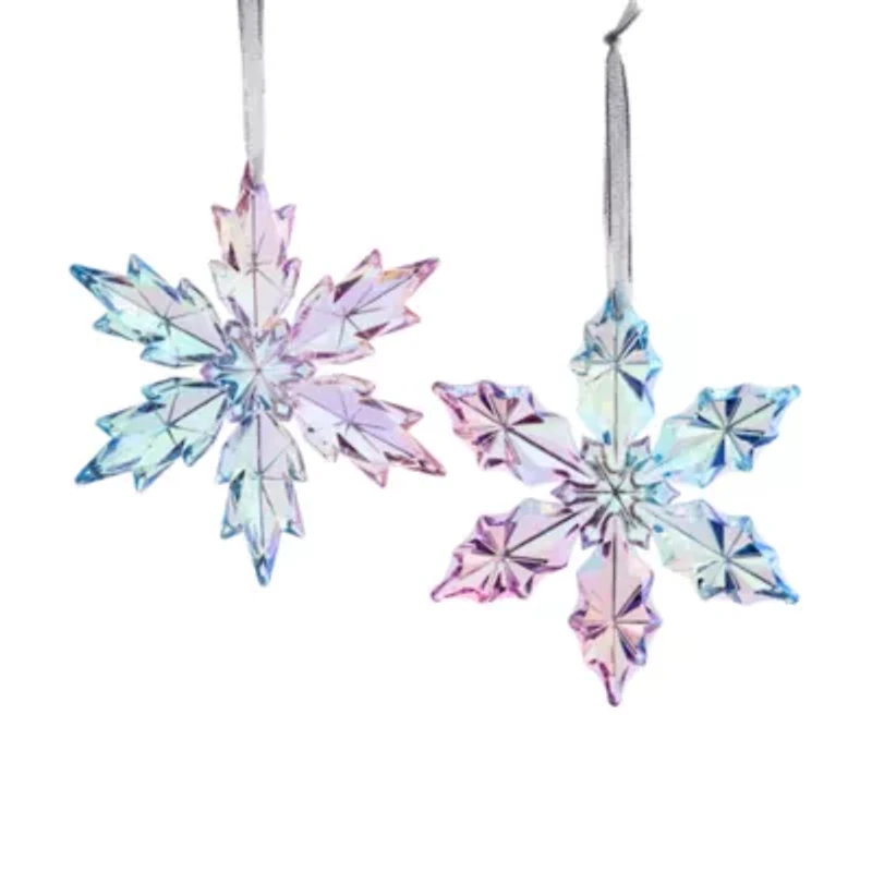 North Pole Trading Co. Iridescent Snowflake Set 2-pc. Christmas Ornament