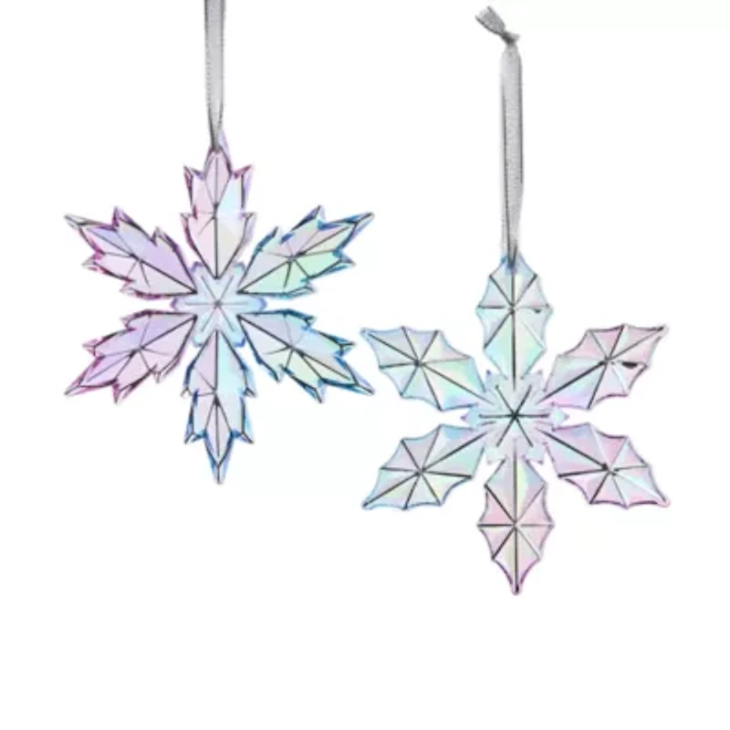 North Pole Trading Co. Iridescent Snowflake Set 2-pc. Christmas Ornament