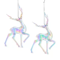 North Pole Trading Co. Irdescent Reindeer Set 2-pc. Christmas Ornament