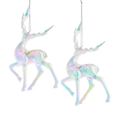 North Pole Trading Co. Irdescent Reindeer Set 2-pc. Christmas Ornament