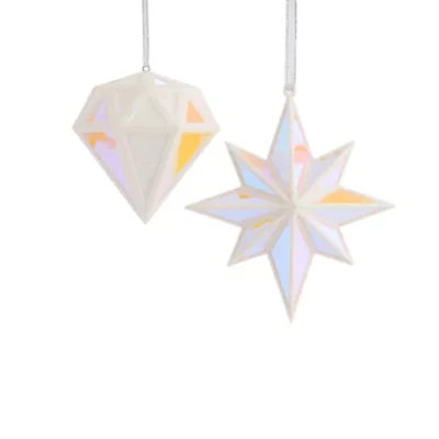 North Pole Trading Co. Mirrored North Star And Diamond 2-pc. Christmas Ornament