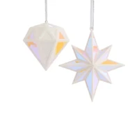 North Pole Trading Co. Mirrored North Star And Diamond 2-pc. Christmas Ornament