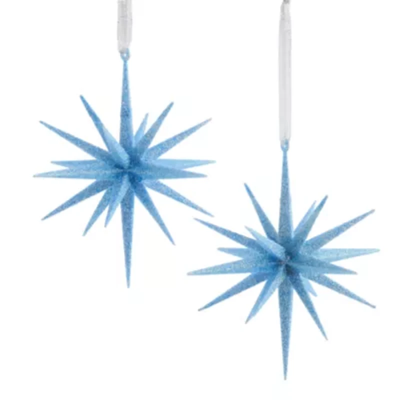 North Pole Trading Co. Blue Starburst Set 2-pc. Christmas Ornament
