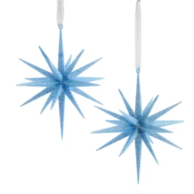 North Pole Trading Co. Blue Starburst Set 2-pc. Christmas Ornament