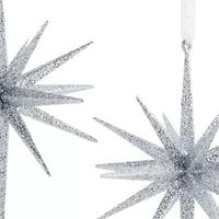 North Pole Trading Co. Silver Starburst Set 2-pc. Christmas Ornament